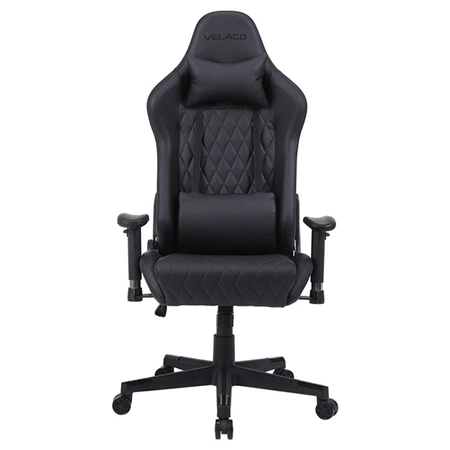 FOTEL GAMINGOWY BIUROWY OBROTOWY FURIA CZARNY SKÓRA PU
