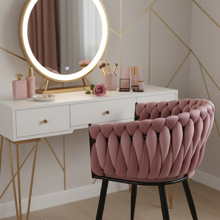 FOTEL KRZESŁO WELUROWY TAPICEROWANY RISO BRUDNY RÓŻ NOGI CZARNE