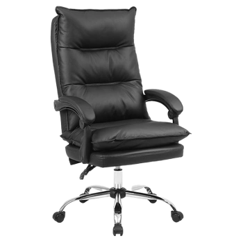 FOTEL BIUROWY OBROTOWY ZENIT CZARNA SKÓRA PU PODSTAWA CHROM