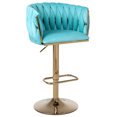 HOKER KRZESŁO BAROWE GLAMOUR SURI MIĘTOWY PODSTAWA ZŁOTA