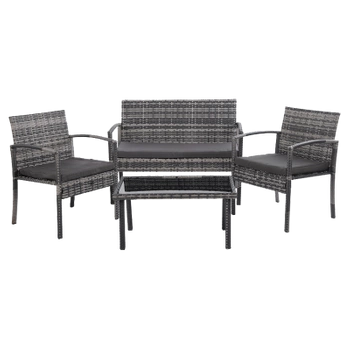 ZESTAW MEBLI OGRODOWYCH RATTANOWE PIRES 4 OSOBOWE SZARY