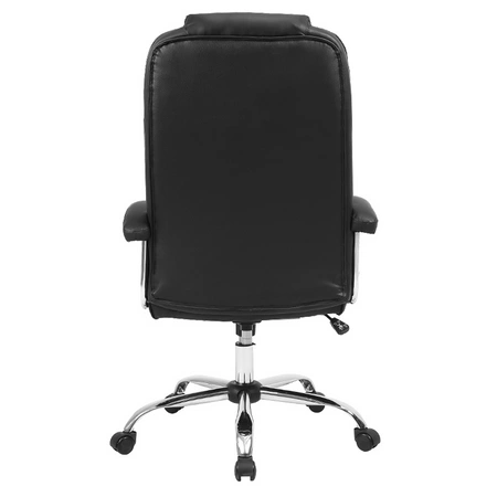 FOTEL BIUROWY OBROTOWY ERGO CZARNA SKÓRA PU PODSTAWA CHROM