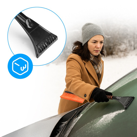 SZCZOTKA SKROBACZKA DO SAMOCHODU 2W1 DRAX CZARNO/POMARAŃCZOWA 56 CM