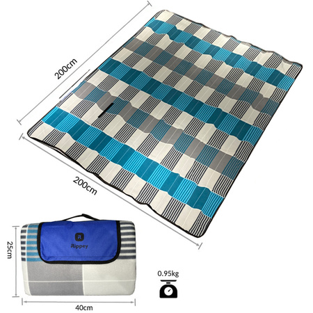 KOC PIKNIKOWY WODOODPORNY MATA PLAŻOWA Z IZOLACJĄ SANDY 1B NIEBIESKA KRATKA 2x2