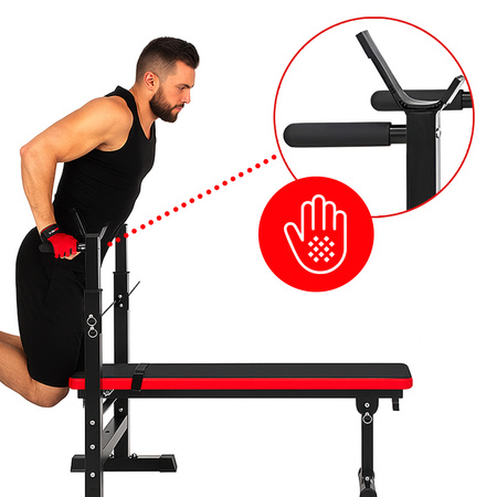 ŁAWKA DO ĆWICZEŃ PŁASKA POD SZTANGĘ REGULOWANA STOJAKI RP04