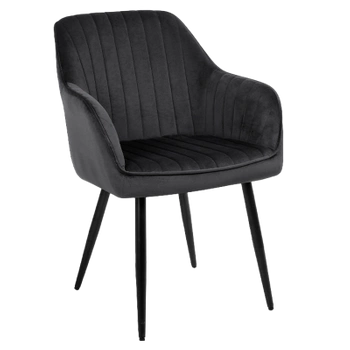 KRZESŁO FOTEL WELUROWY TAPICEROWANY LILA CZARNY NOGI CZARNE