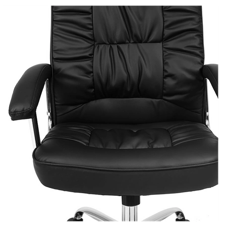 FOTEL BIUROWY OBROTOWY ERGO CZARNA SKÓRA PU PODSTAWA CHROM