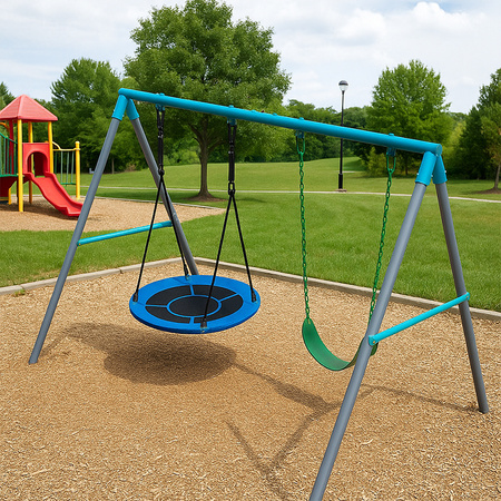 HUŚTAWKA OGRODOWA PODWÓJNA SIMBA BOCIANIE GNIAZDO ZE STELAŻEM DLA DZIECI