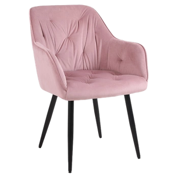 KRZESŁO FOTEL WELUROWY TAPICEROWANY VELA BRUDNY RÓŻ NOGI CZARNE