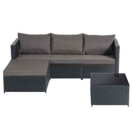 ZESTAW MEBLE OGRODOWE RATTANOWE VOLTA 4 OSOBOWE CZARNY