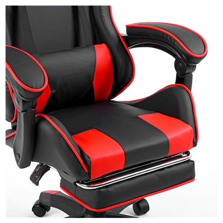 FOTEL GAMINGOWY BIUROWY OBROTOWY ZING-A CZARNO/CZERWONY SKÓRA PU