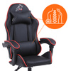 FOTEL GAMINGOWY BIUROWY OBROTOWY ZING-B CZARNY OBSZYCIE CZERWONE SKÓRA PU