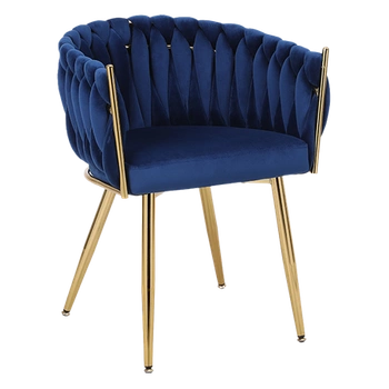 FOTEL KRZESŁO WELUROWE TAPICEROWANE RISO NIEBIESKI NOGI ZŁOTE