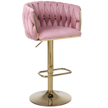 HOKER KRZESŁO BAROWE GLAMOUR SURI BRUDNY RÓŻ PODSTAWA ZŁOTA