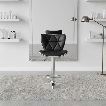 HOKER KRZESŁO BAROWE LUNA CZARNA SKÓRA PU PODSTAWA CHROM LUNA-BL-CH