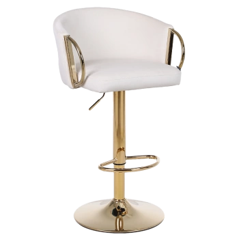 HOKER KRZESŁO BAROWE BIANCA KREMOWY PODSTAWA ZŁOTA