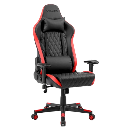 FOTEL GAMINGOWY BIUROWY OBROTOWY FURIA CZARNO/CZERWONY SKÓRA PU