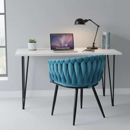 FOTEL KRZESŁO WELUROWY TAPICEROWANY RISO TURKUSOWY NOGI CZARNE