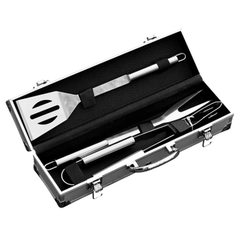 ZESTAW AKCESORIÓW DO GRILA BBQ-A1 ZE STALI NIERDZEWNEJ 3w1 + WALIZKA