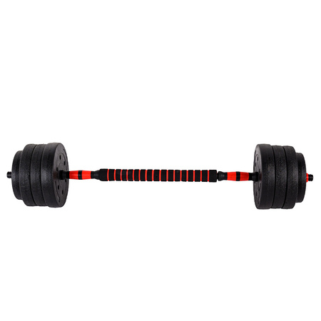 HANTLE BITUMICZNE REGULOWANE ZESTAW 2x20 KG + SZTANGA + UCHWYTY KETTLEBELL TP01-40