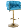 HOKER KRZESŁO BAROWE GLAMOUR SURI TURKUSOWY PODSTAWA ZŁOTA