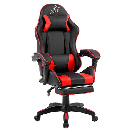 FOTEL GAMINGOWY BIUROWY OBROTOWY ZING-A CZARNO/CZERWONY SKÓRA PU