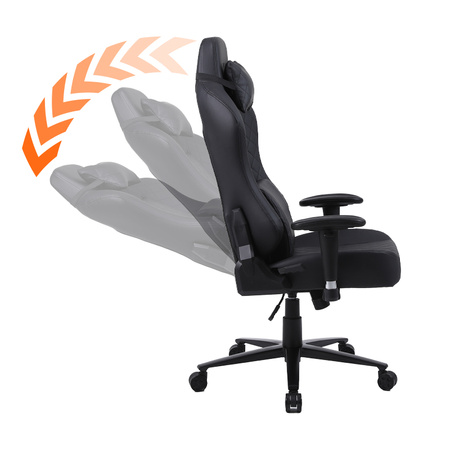 FOTEL GAMINGOWY BIUROWY OBROTOWY SONIC CZARNY SKÓRA PU