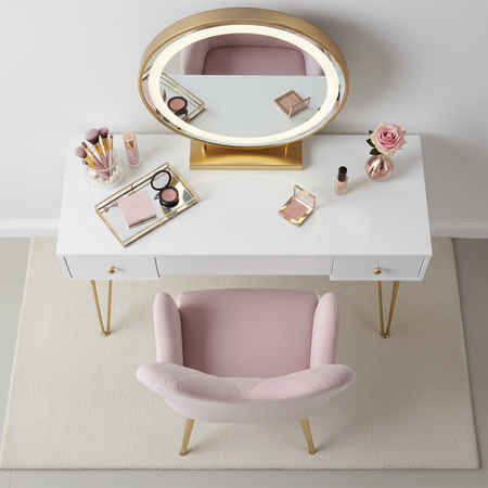 KRZESŁO FOTEL WELUROWY TAPICEROWANY Z PODNÓŻKIEM MARS PUDROWY RÓŻ NOGI CZARNE