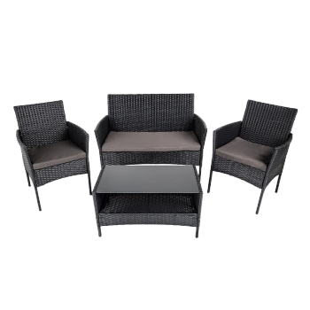 ZESTAW MEBLI OGRODOWYCH RATTANOWE RITA 4 OSOBOWE CZARNY
