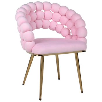 FOTEL KRZESŁO BUBBLE WELUROWE TAPICEROWANE ATRIA PUDROWY RÓŻ NOGI ZŁOTE