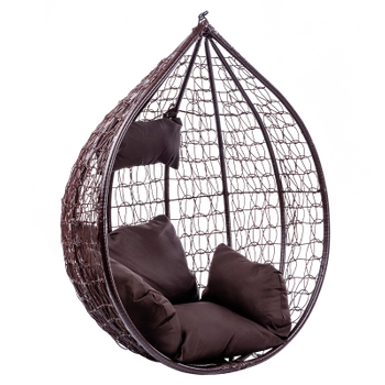 FOTEL OGRODOWY WISZĄCY KOKON DUŻY KOSZ ITAKA BRĄZOWY BEZ PODSTAWY PODUSZKA BRĄZOWA
