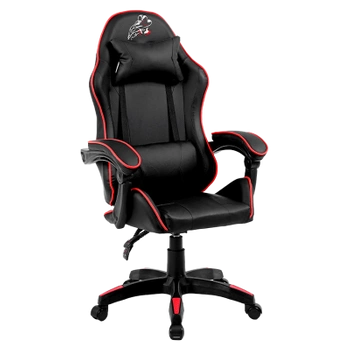 FOTEL GAMINGOWY BIUROWY OBROTOWY ZING-B CZARNY OBSZYCIE CZERWONE SKÓRA PU