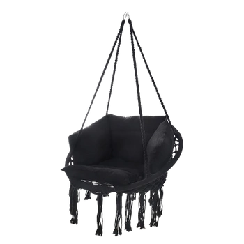 FOTEL OGRODOWY WISZĄCY BOCIANIE GNIAZDO HUŚTAWKA Z PODUSZKĄ LEA CZARNY