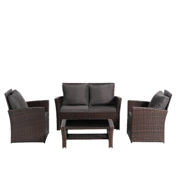 ZESTAW MEBLI OGRODOWYCH RATTANOWE LAGOS 4 OSOBOWE BRĄZOWY