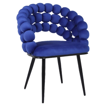 FOTEL KRZESŁO BUBBLE WELUROWE TAPICEROWANE ATRIA NIEBIESKI NOGI CZARNE