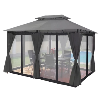 PAWILON OGRODOWY KING-BL-GR SZARY MATERIAŁ WSPORNIK MOSKITIERA 4x3 SOLIDNY