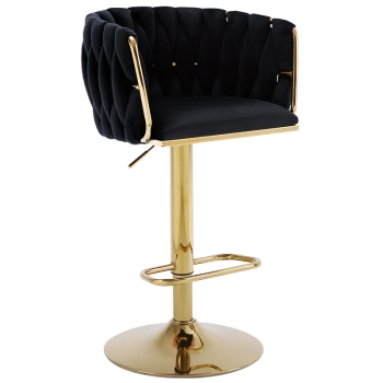 HOKER KRZESŁO BAROWE GLAMOUR SURI CZARNY PODSTAWA ZŁOTA