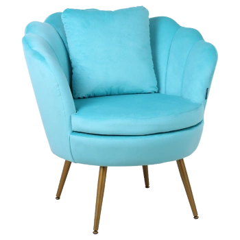 FOTEL KRZESŁO MUSZELKA WELUROWY TAPICEROWANY SAVA MIĘTOWY NOGI ZŁOTE