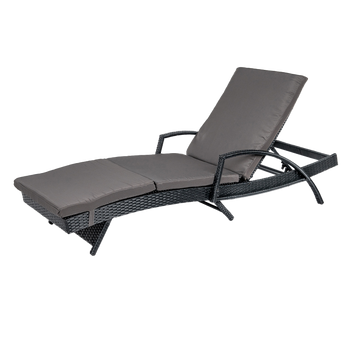 LEŻAK OGRODOWY MEBLE OGRODOWE RATTANOWE LINGE 1 OSOBOWY CZARNY