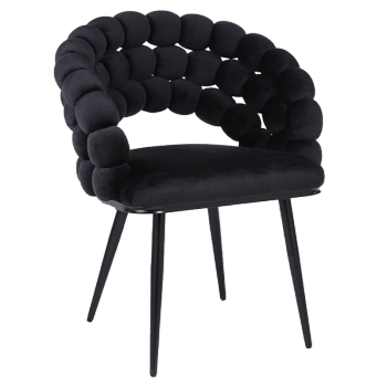 FOTEL KRZESŁO BUBBLE WELUROWE TAPICEROWANE ATRIA CZARNY NOGI CZARNE
