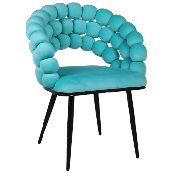 FOTEL KRZESŁO BUBBLE WELUROWE  TAPICEROWANE ATRIA MIĘTOWY NOGI CZARNE