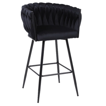 HOKER KRZESŁO BAROWE FERA CZARNY WELUR NOGI CZARNE