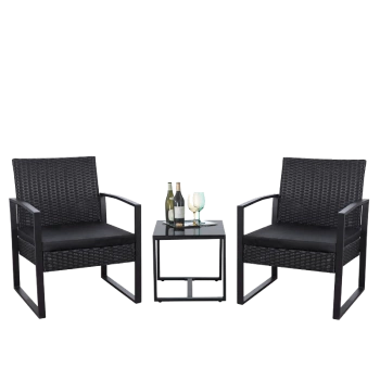 ZESTAW MEBLI OGRODOWYCH RATTANOWY COMO 2 OSOBOWY CZARNY