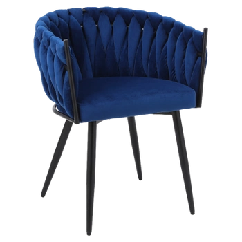 FOTEL KRZESŁO WELUROWY TAPICEROWANY RISO NIEBIESKI NOGI CZARNE