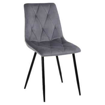 KRZESŁO FOTEL WELUROWY TAPICEROWANY TESA CIEMNOSZARY NOGI CZARNE