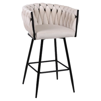 HOKER KRZESŁO BAROWE FERA ECRU WELUR NOGI CZARNE