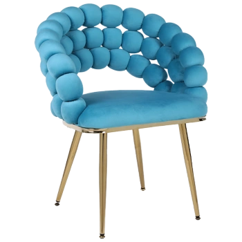 FOTEL KRZESŁO BUBBLE WELUROWE TAPICEROWANE ATRIA TURKUSOWY NOGI ZŁOTE