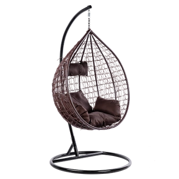 FOTEL OGRODOWY WISZĄCY KOKON DUŻY KOSZ ITAKA BRĄZOWY Z PODSTAWĄ PODUSZKA BRĄZOWA