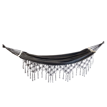 HAMAK OGRODOWY DUŻY OASIS BOHO DWUOSOBOWY CZARNY XXL 200x150