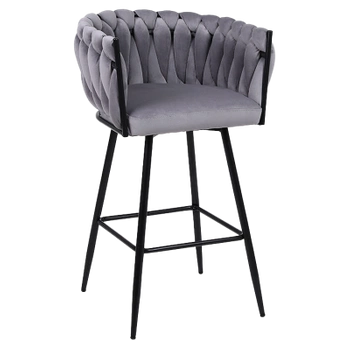 HOKER KRZESŁO BAROWE FERA SZARY WELUR NOGI ZŁOTE